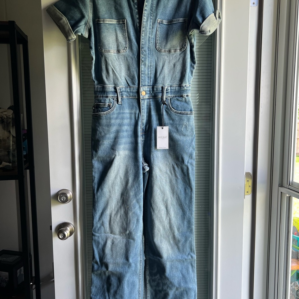Judy Blue Light Blue Denim Jumpsuit with Fitted Waist